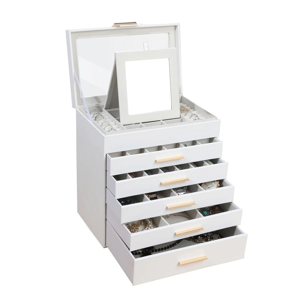 Jewelry Box for Women, Black 6 Layer Large Jewelry Organizer with Glass Lid f... | eBay