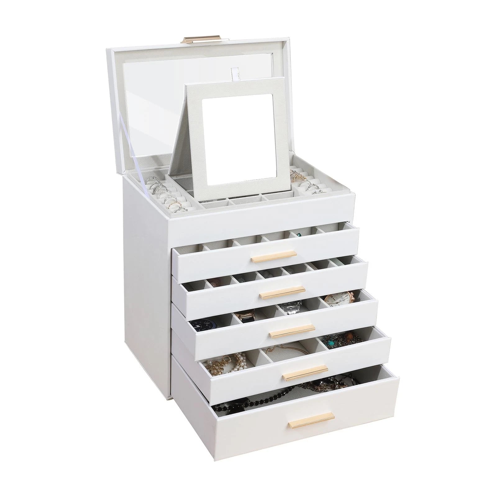 Jewelry Box for Women, Black 6 Layer Large Jewelry Organizer with Glass Lid f... | eBay