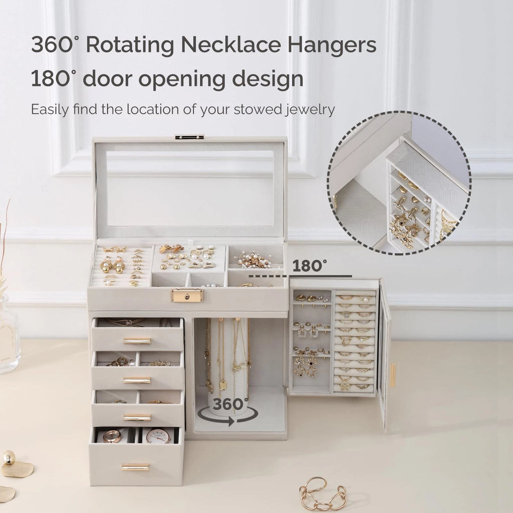Large Jewelry Box, 5-Layer Jewelry Organizer 4 Drawers with Rounded 360° Rota... | eBay