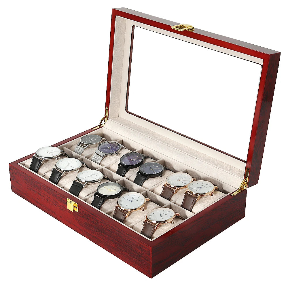 12 Slots Man Wooden Watch Display Box Jewelry Storage Organizer Case Holder Gift | eBay