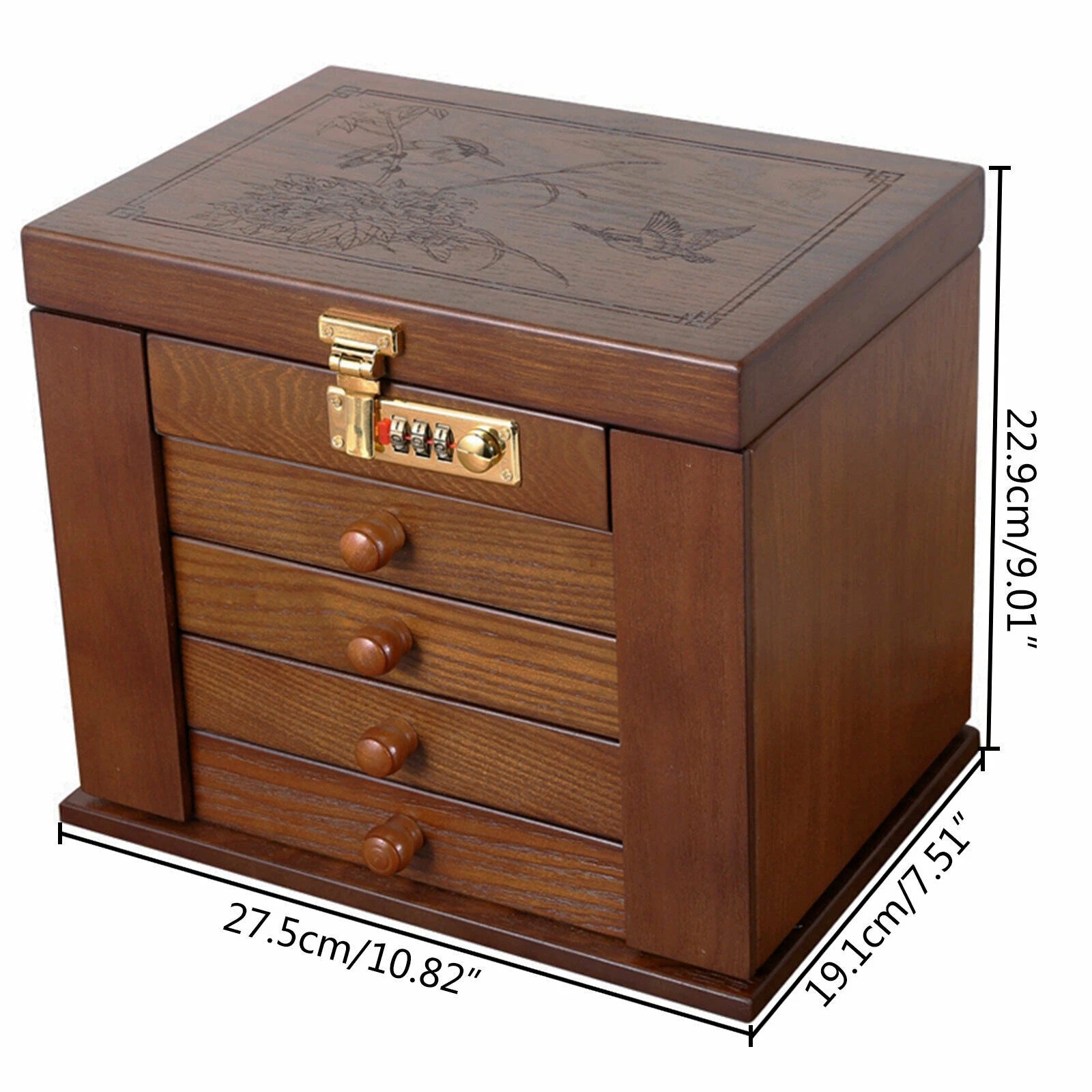 Jewelry cabinet Wooden Jewelry Case with mirror Utility Storage Box Armoire 5" | eBay