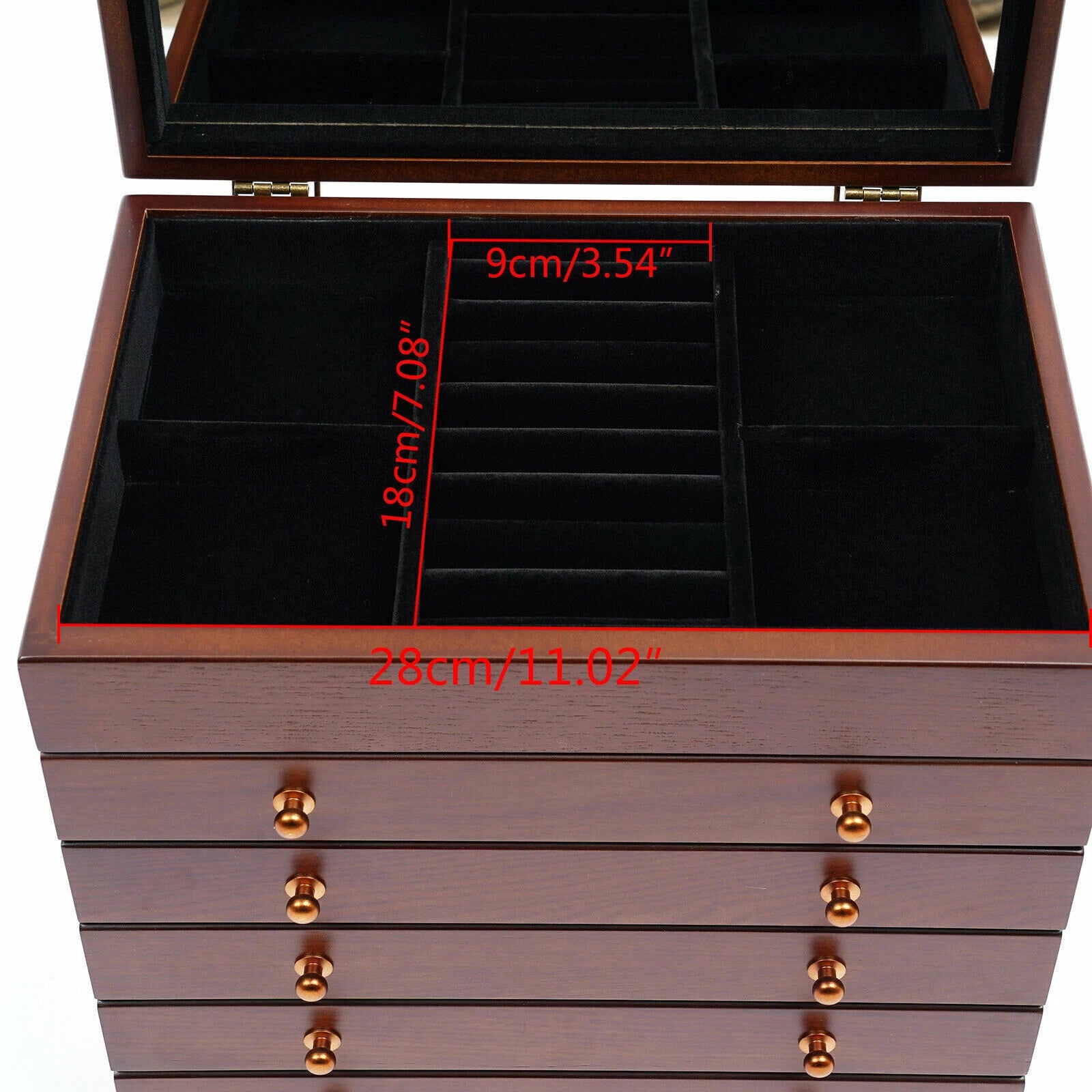6 Layers Large Wooden Jewelry Storage Box Vintage Wooden Jewelry Organizer | eBay