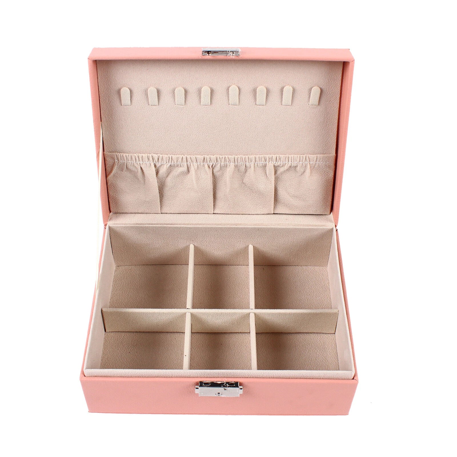 Double Layer Jewelry Box - PU Leather Organizer for Necklaces & Rings | eBay