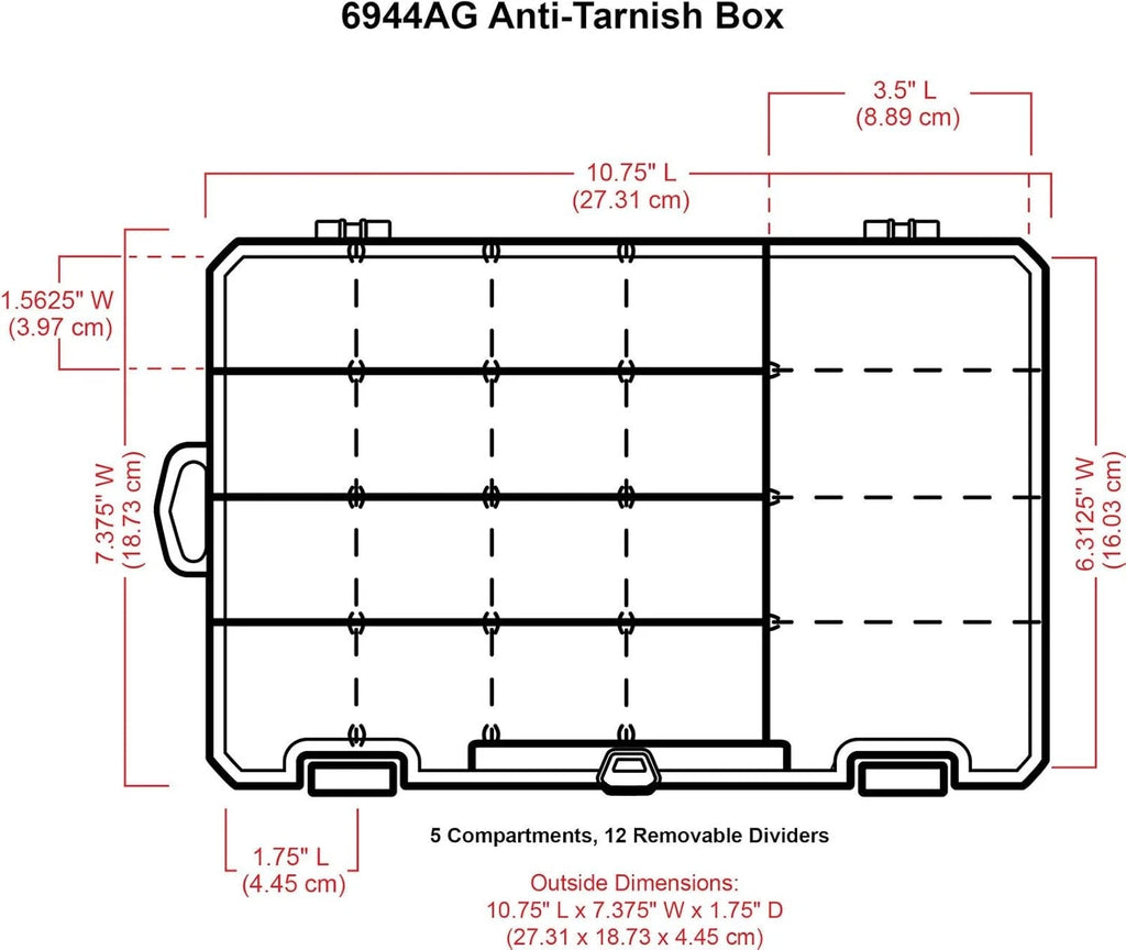 6944AG Medium Anti-Tarnish Box with Removable Dividers, Jewelry & Craft Organiz | eBay