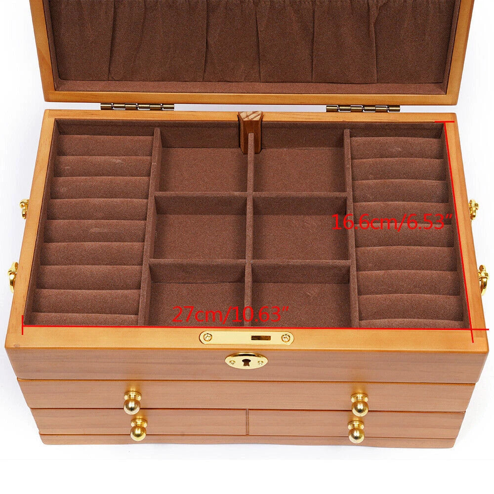 Jewelry Storage Box + Drawer Case 3 Layers Gift For Mom /Girlfriend+ Lock Case | eBay