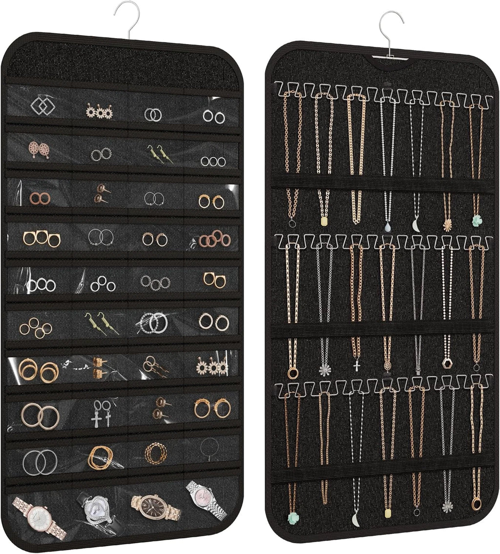 Hanging Jewelry Organizer Storage, 40 Pockets 36 Hooks Necklace Earring Necklace | eBay