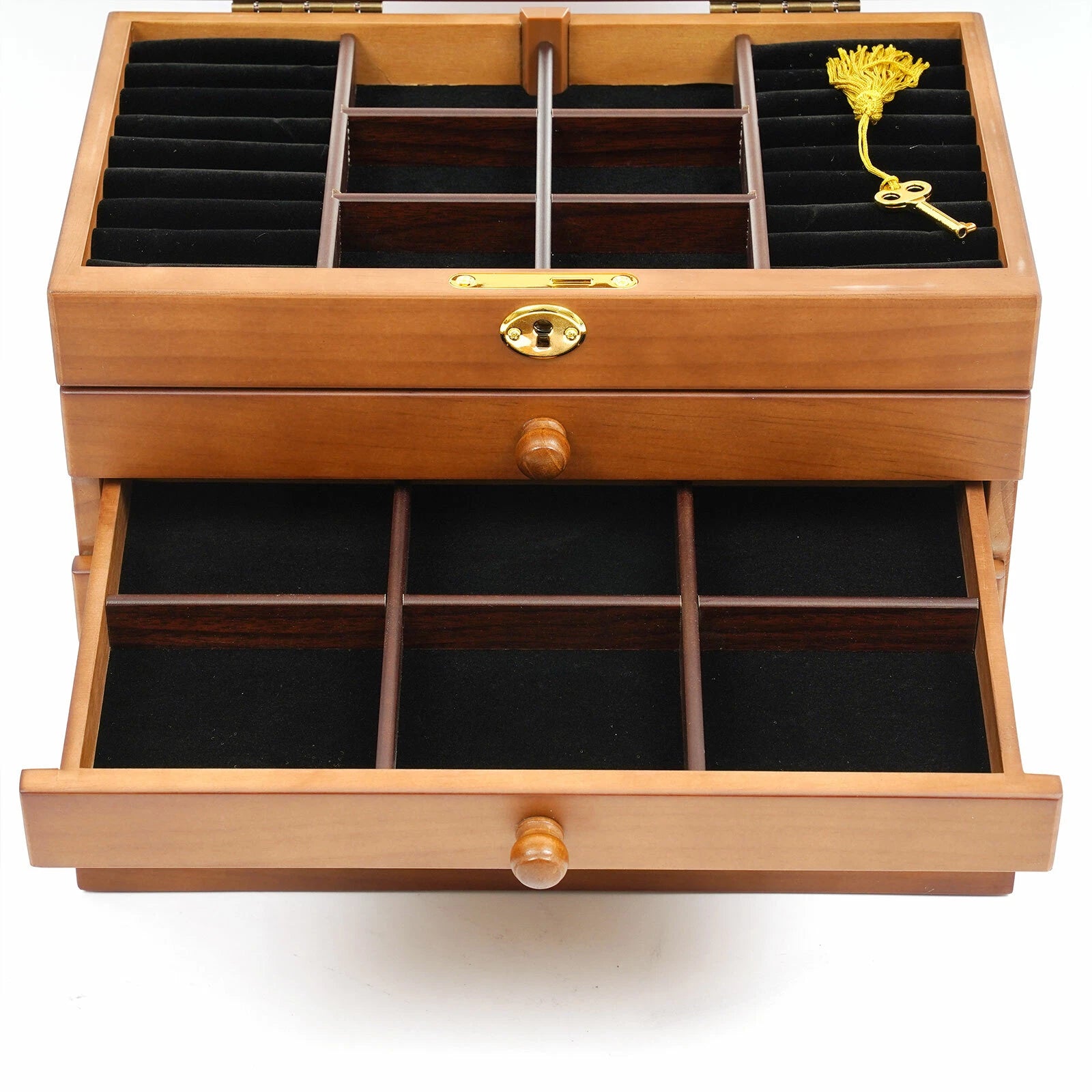 Wooden Jewelry Rings Organizer Jewelry Box Wood for Wowen 6 Layers Large Box | eBay