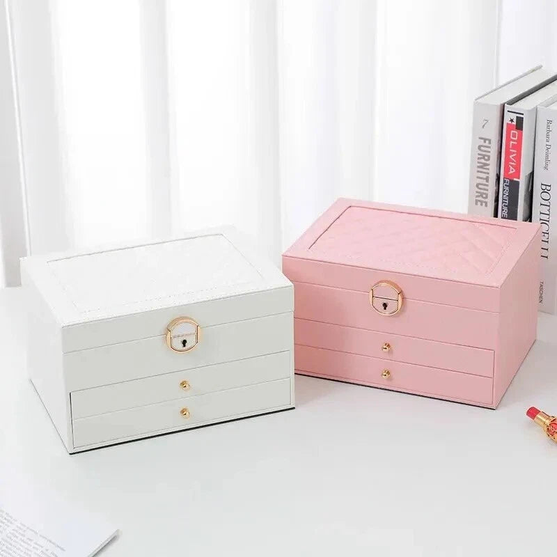 Large Jewelry Storage Box Multi-Layer Organizer For Jewellery Leather | eBay