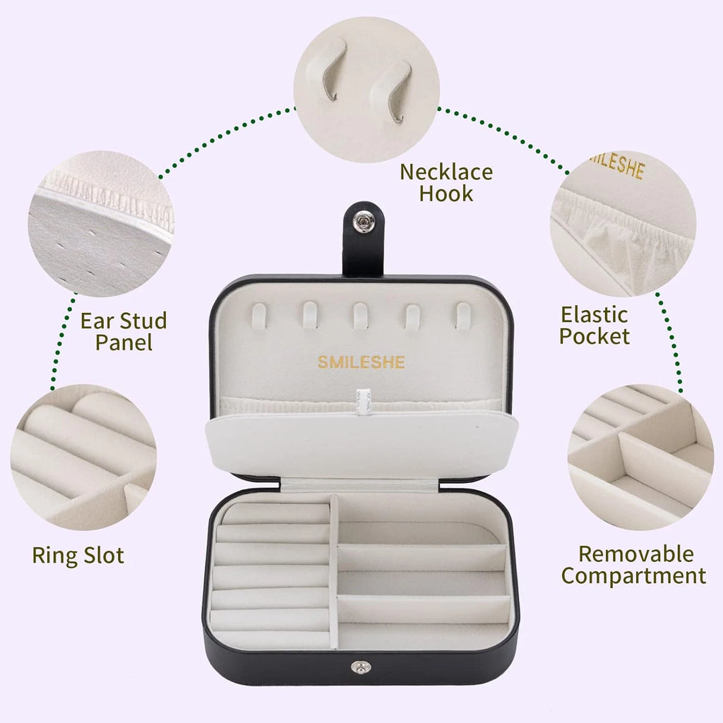 Jewelry Box, PU Leather Small Portable Case, 2 Layers Organizer Display Storage | eBay