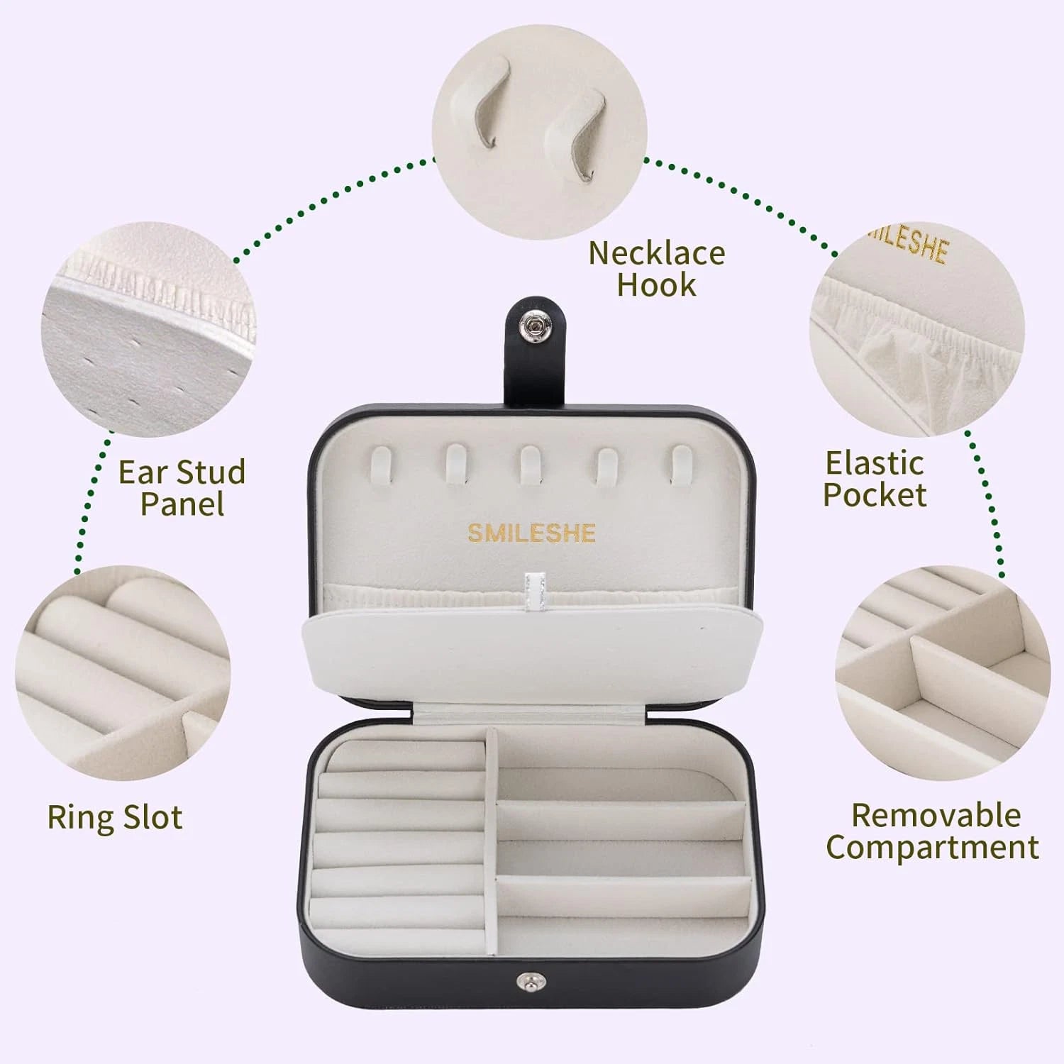 Jewelry Box, PU Leather Small Portable Case, 2 Layers Organizer Display Storage | eBay