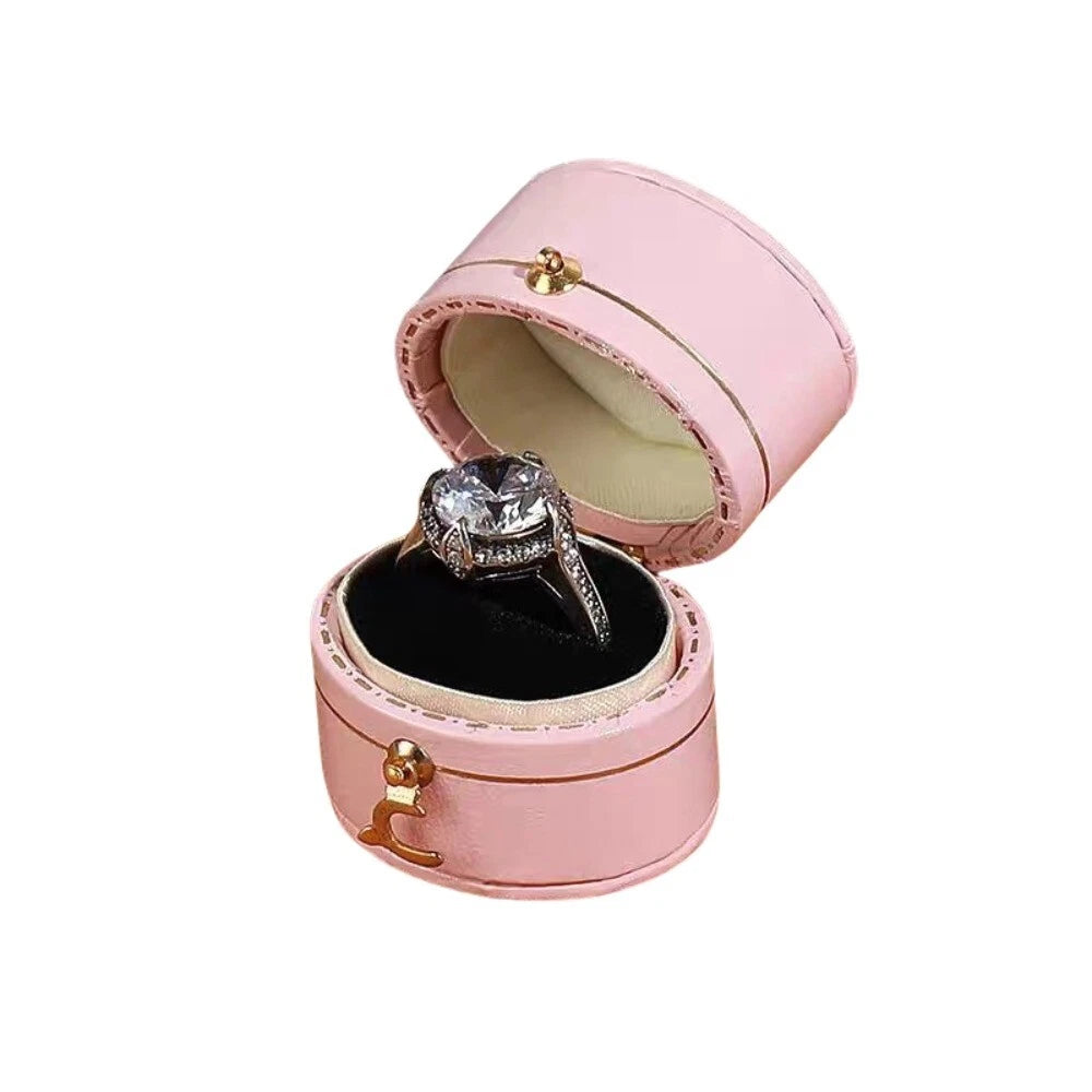 Engagement Ring Box Flannel Buckle Jewelry Case Vintage Leather Small Ring Box | eBay
