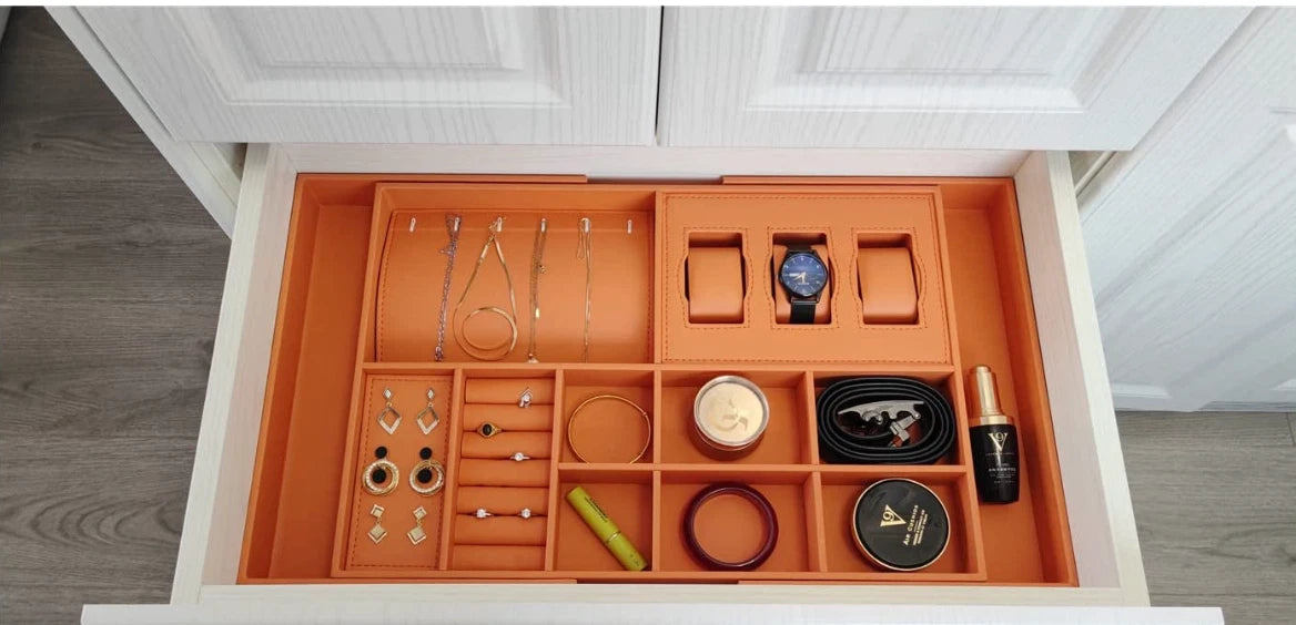 Luxury Leather Jewelry Box Organizer - Orange | eBay