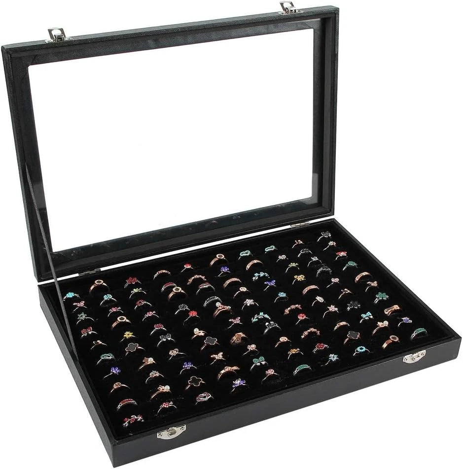 Ring Display Case Organizer Box with Transparent Lid, Ring Holder Showcase for S | eBay