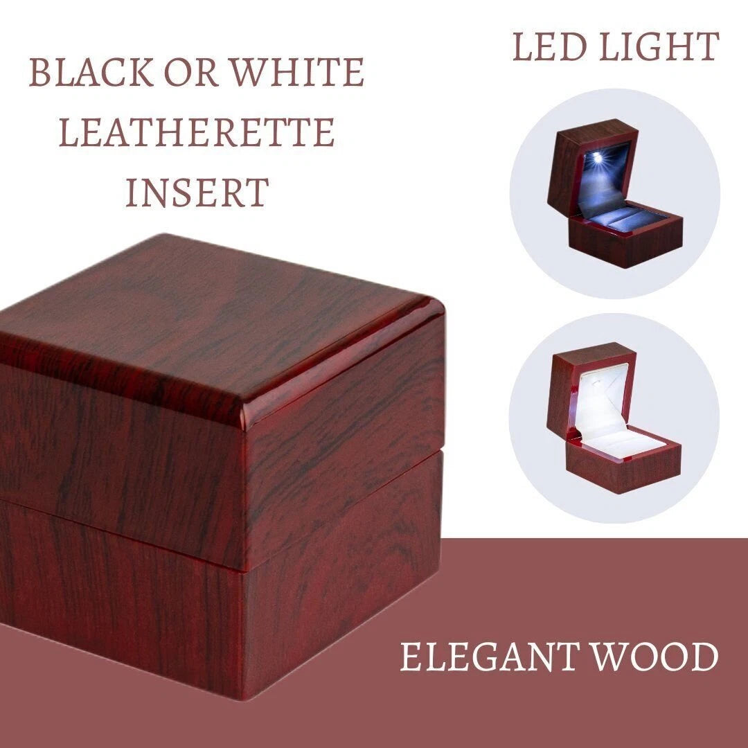 Novel Box Cherry Wood Finish Bright Led Light Ring Box for Engagement Proposals | eBay
