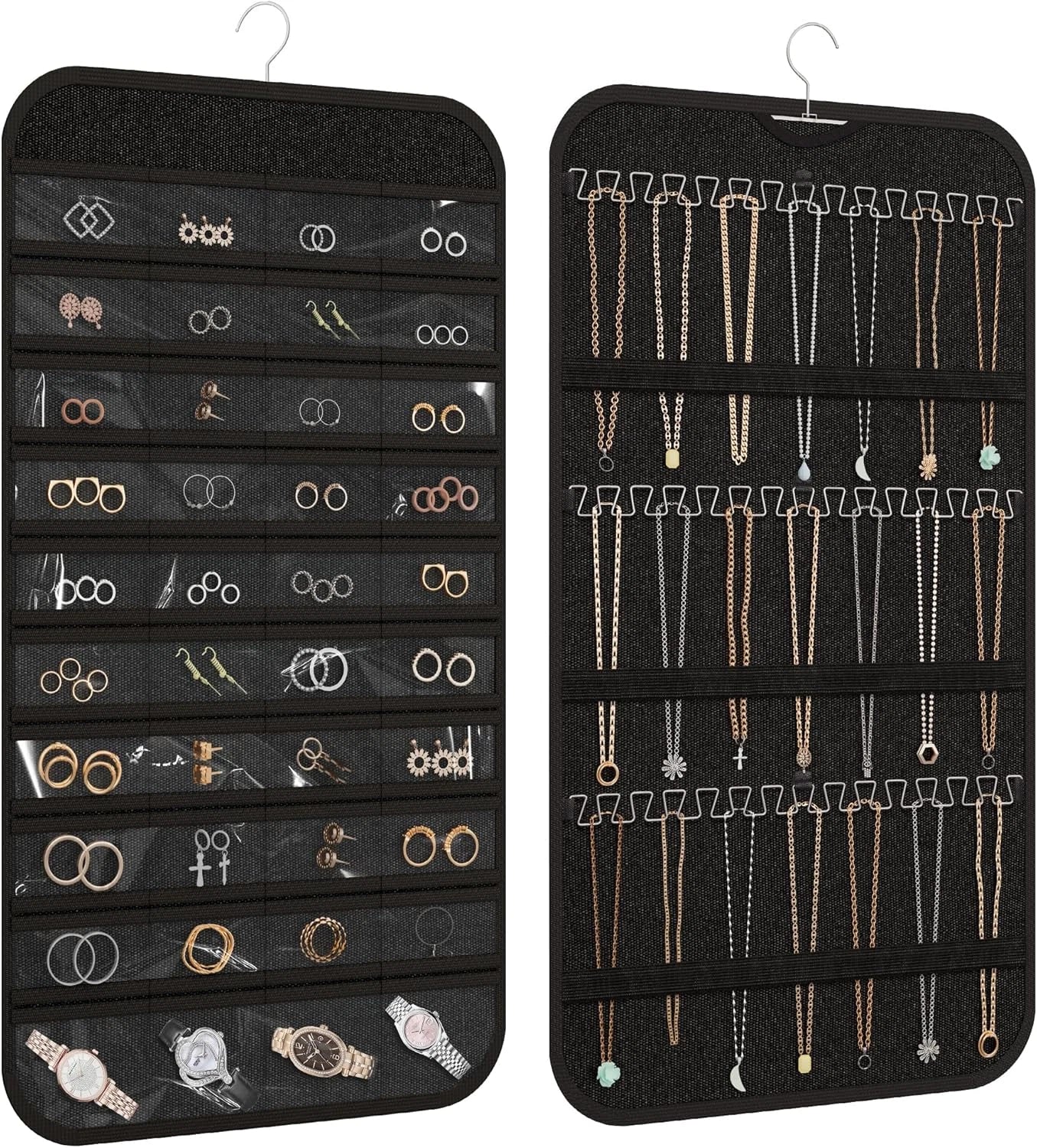 Hanging Jewelry Organizer Storage, 40 Pockets 36 Hooks Necklace Earring Necklace | eBay