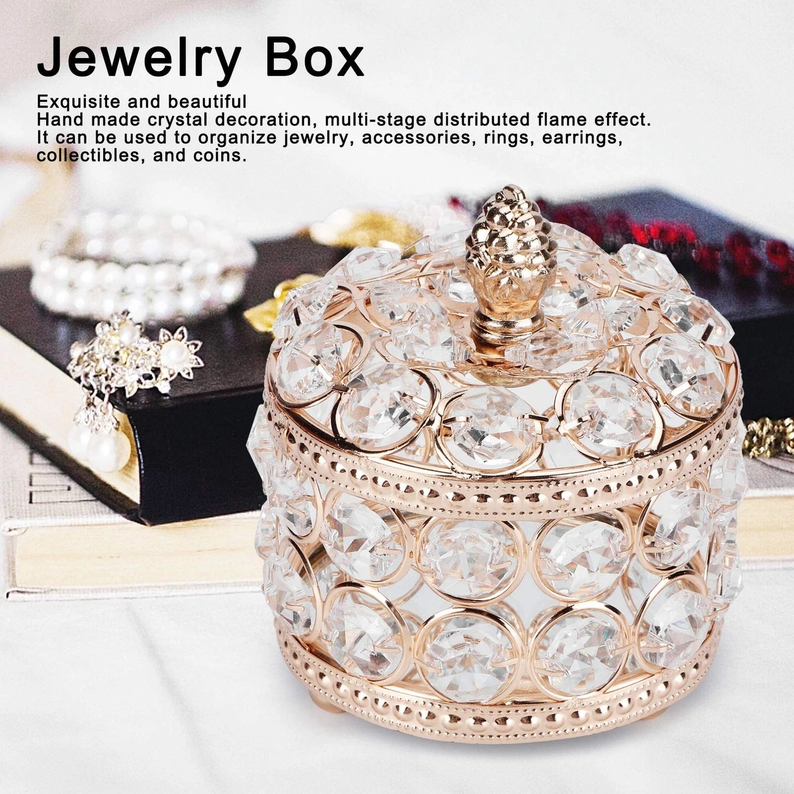 Jewelry Storage Box, Rounded Corner Crystal Jewelry Organizer, Earrings Rings... | eBay