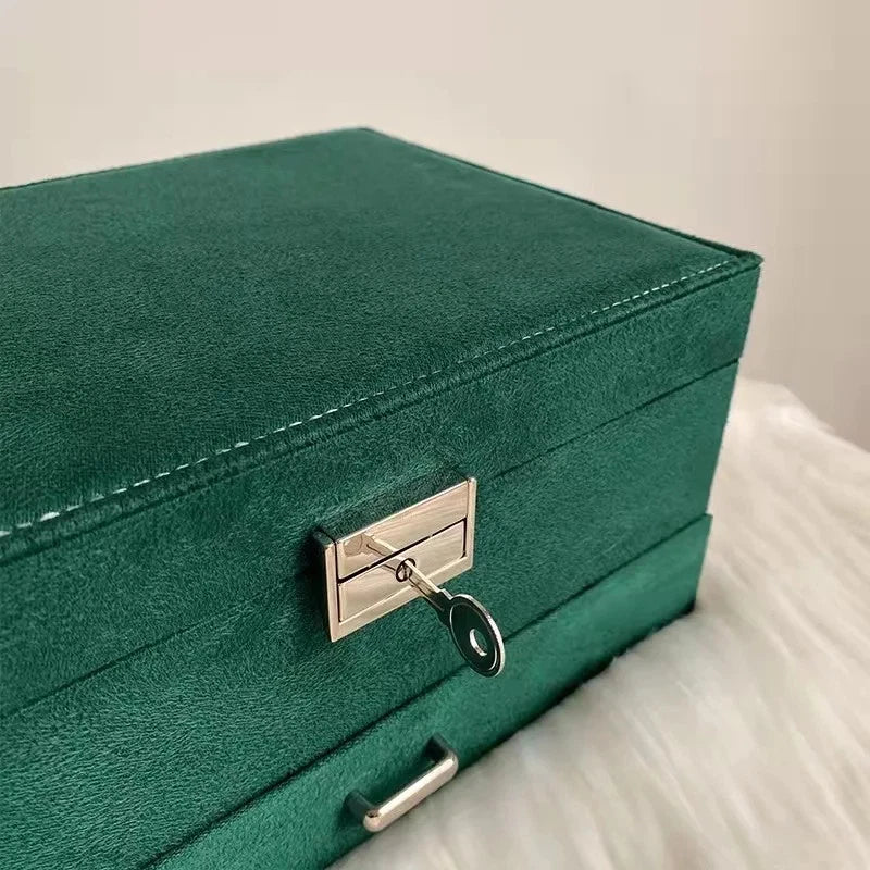 Velvet Double Layer Jewelry Storage Box Large Capacity Necklace Bracelet Holder | eBay