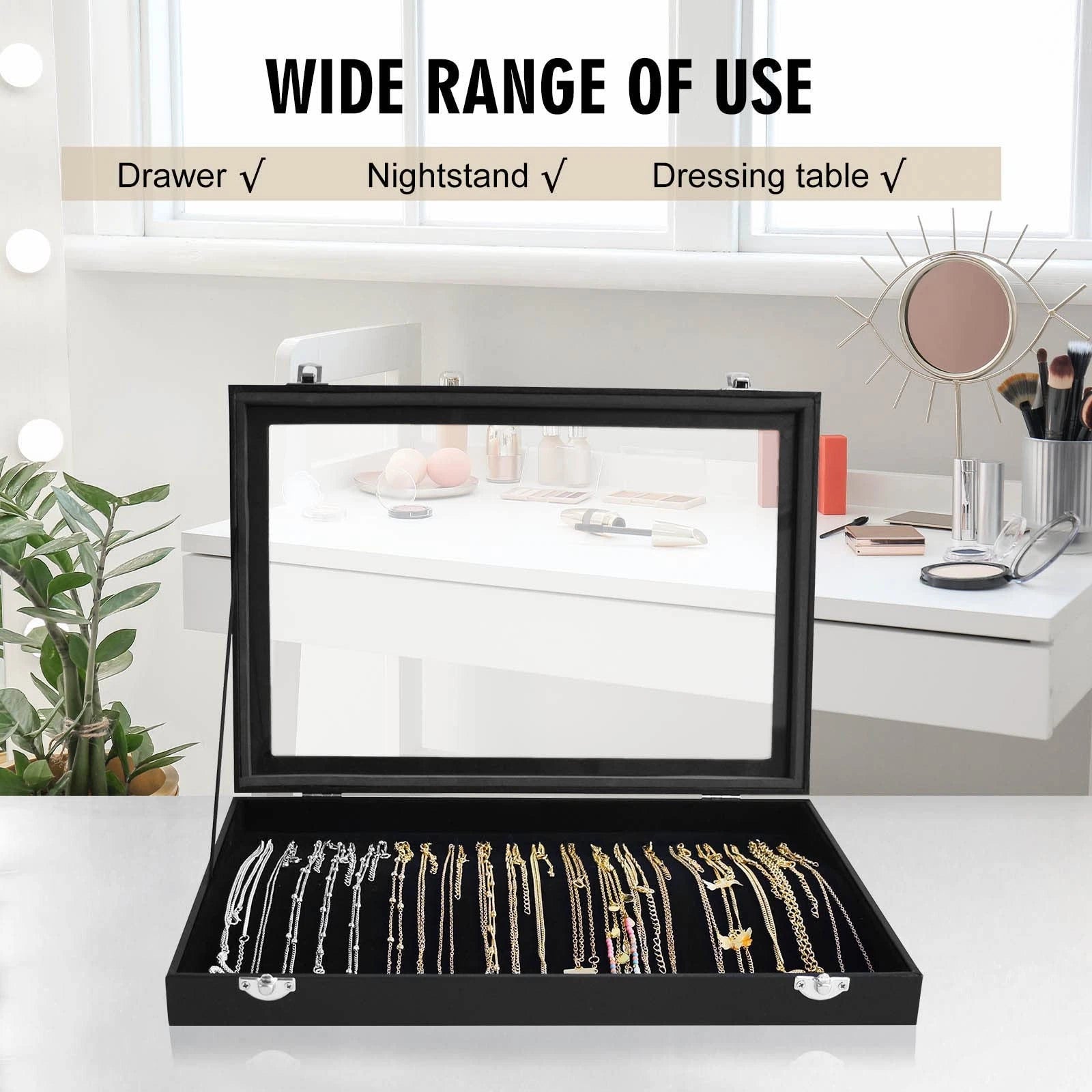 Premium Necklace Organizer Box - 20 Hooks Jewelry Tray with Transparent Lid | eBay
