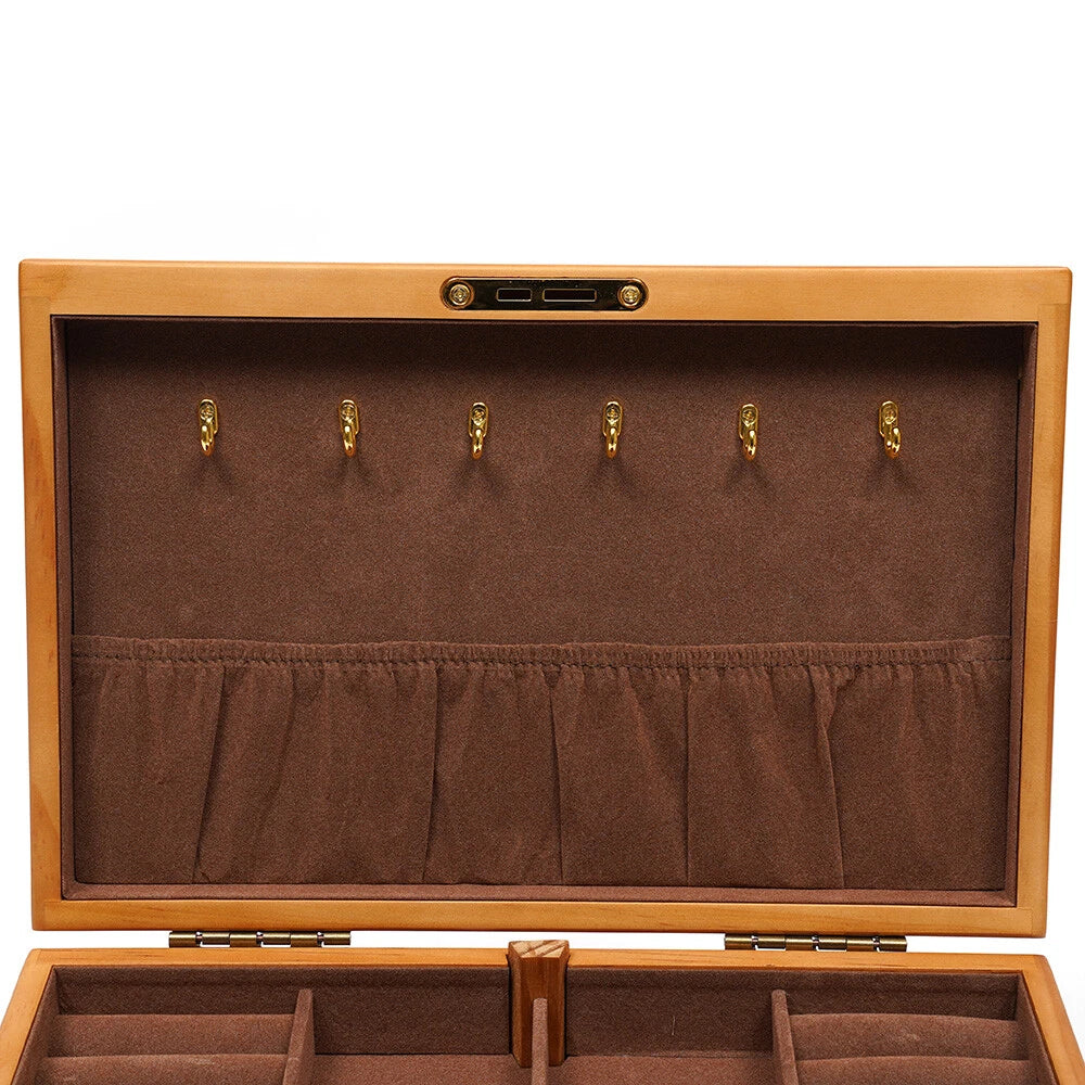 Wooden Jewelry Box 3-tier Lockable Jewelry Organizer Vintage Style Storage Box | eBay