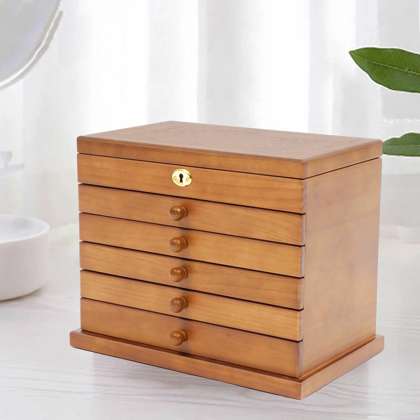 Wooden Jewelry Rings Organizer Jewelry Box Wood for Wowen 6 Layers Large Box | eBay
