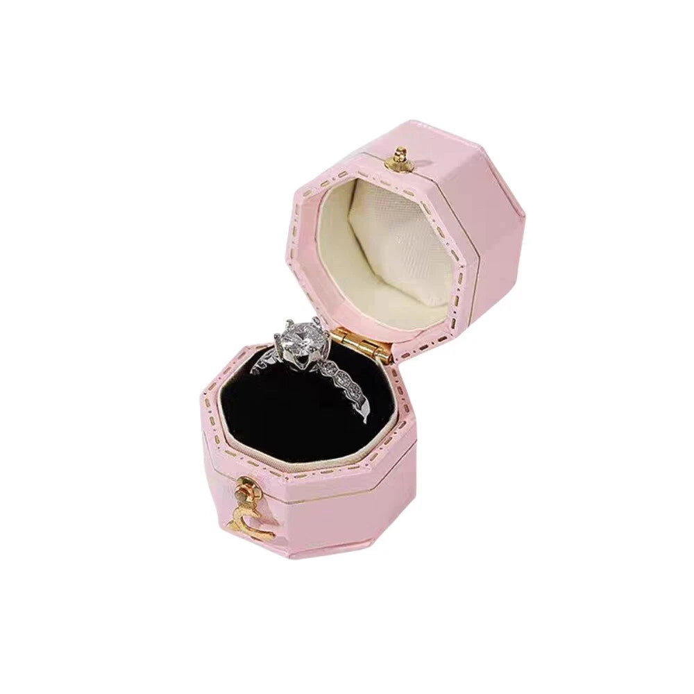 Engagement Ring Box Flannel Buckle Jewelry Case Vintage Leather Small Ring Box | eBay