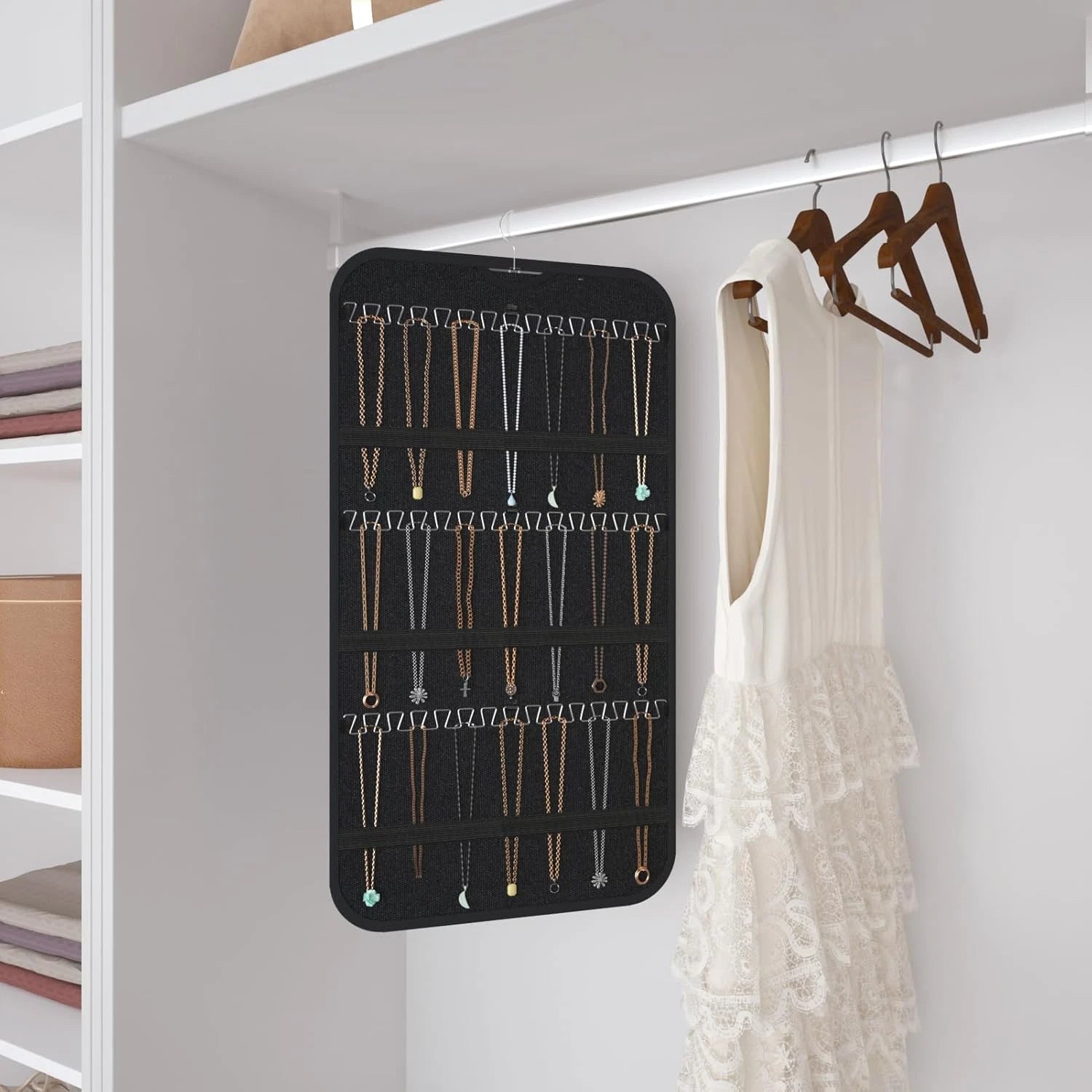 Hanging Jewelry Organizer Storage, 40 Pockets 36 Hooks Necklace Earring Necklace | eBay