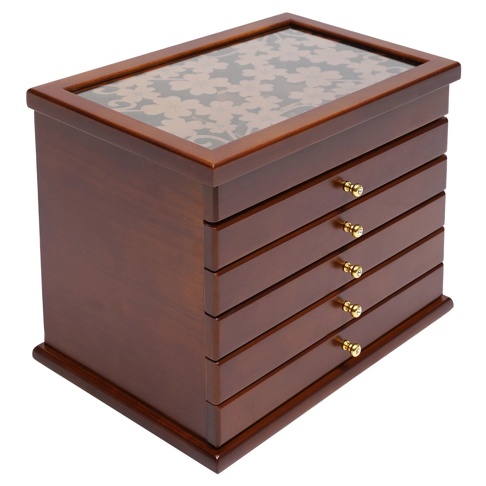 6 Layers Wooden 5 Drawers Large Jewelry Box With Mirror Organizer Box Gift | eBay