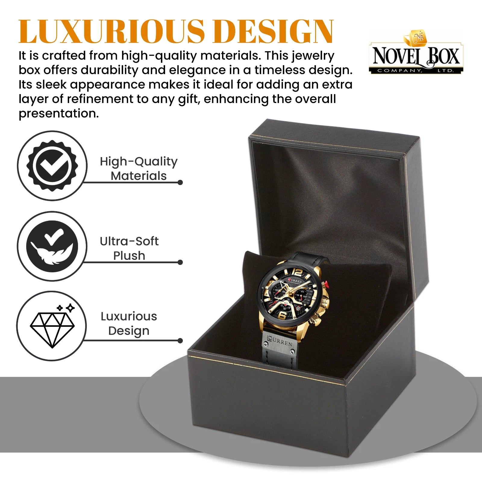 Novel Box Black Leatherette Watch Box Bangle Display Jewelry Storage holder | eBay
