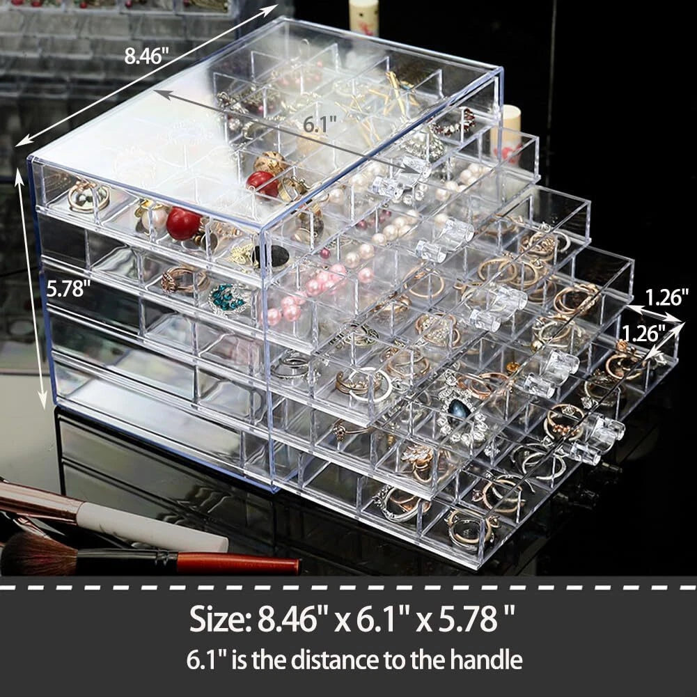 Earring Storage Box Organizer Acrylic Jewelry Storage Box Holder 5 Drawers Tr... | eBay