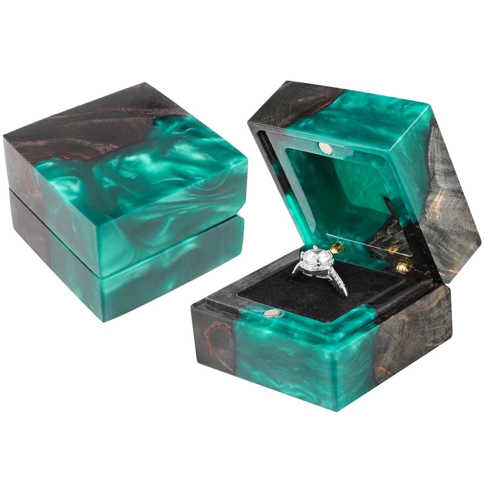Wedding Ring Box, Engagement Ring Box with Single Slot Handcrafted Stabilized... | eBay