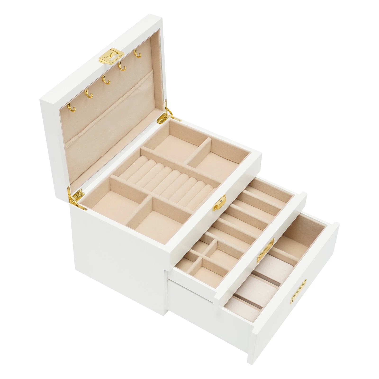3-Layer Jewelry Organizer Box Earring Ring Necklace Bracelet Storage Case White | eBay