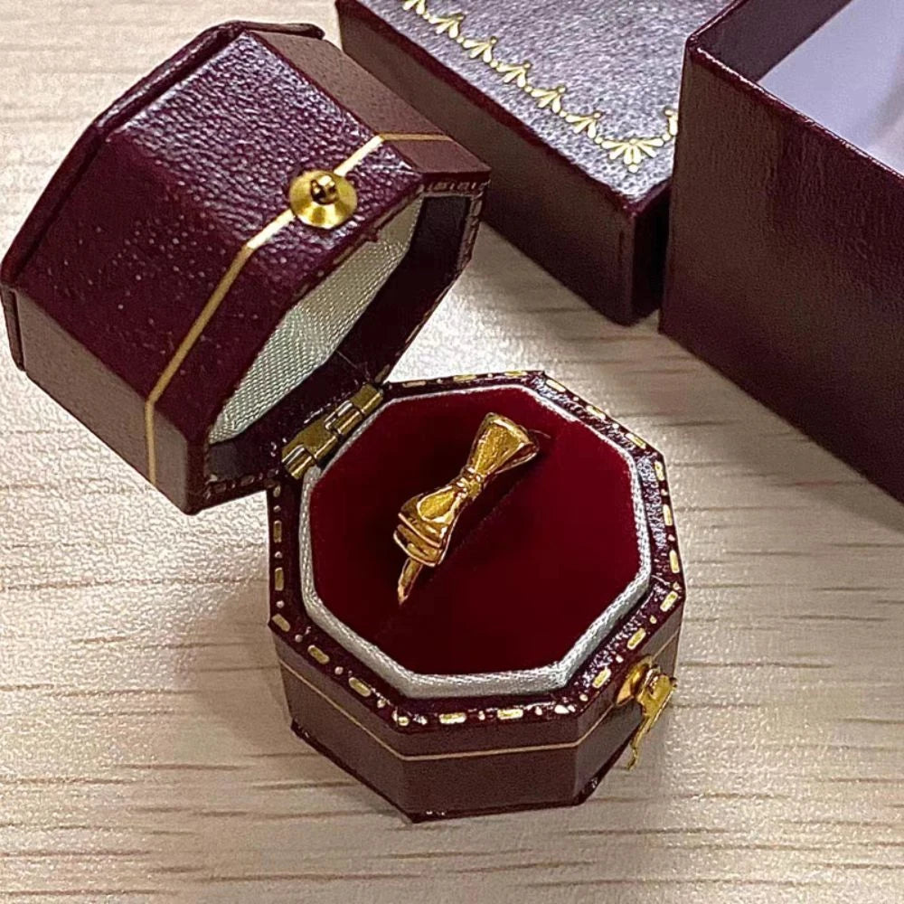 Engagement Ring Box Flannel Buckle Jewelry Case Vintage Leather Small Ring Box | eBay