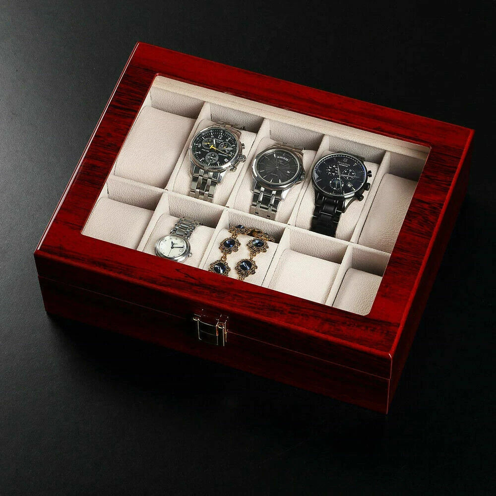 12 Slots Man Wooden Watch Display Box Jewelry Storage Organizer Case Holder Gift | eBay