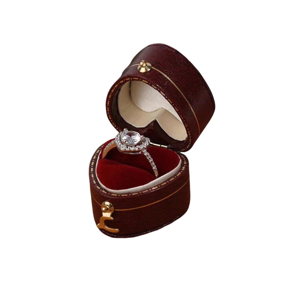 Engagement Ring Box Flannel Buckle Jewelry Case Vintage Leather Small Ring Box | eBay