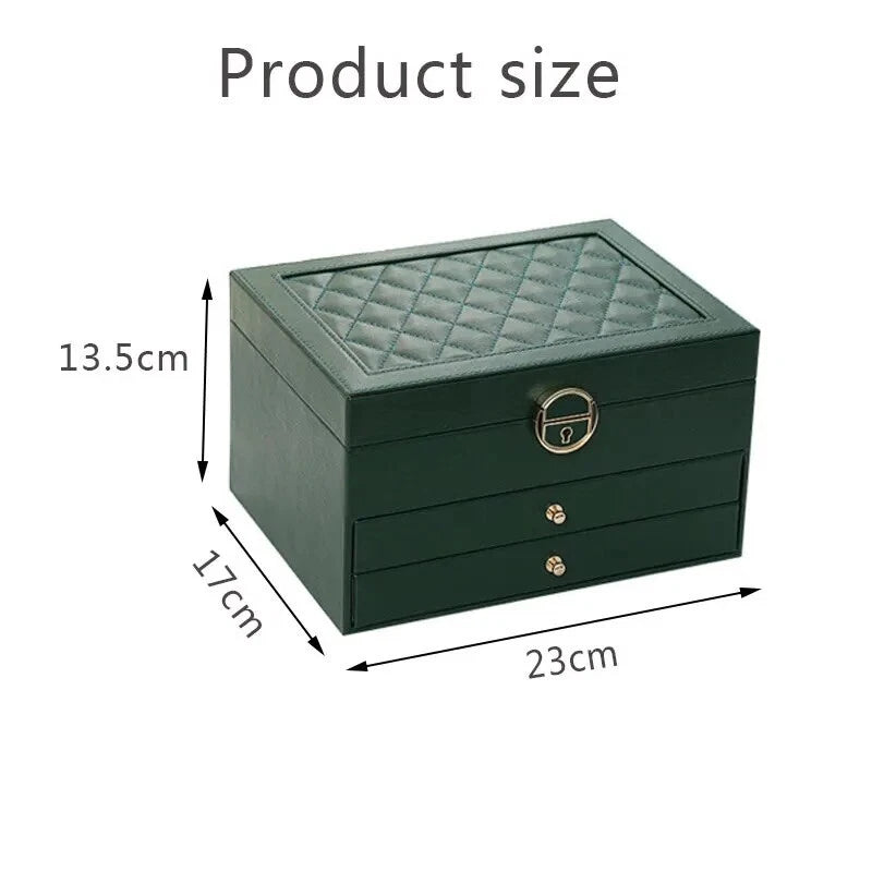 Large Jewelry Storage Box Multi-Layer Organizer For Jewellery Leather | eBay