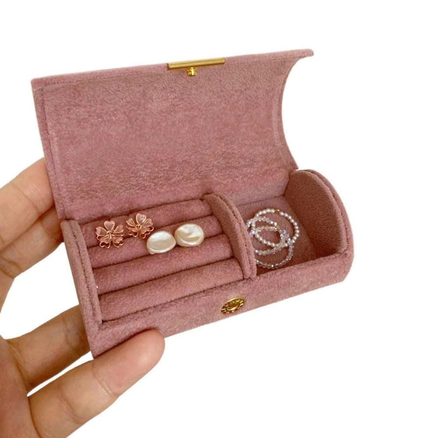Pokinge 1Pcs Velvet Jewelry Storage Box Elegant Jewelry Display Case Simple S... | eBay
