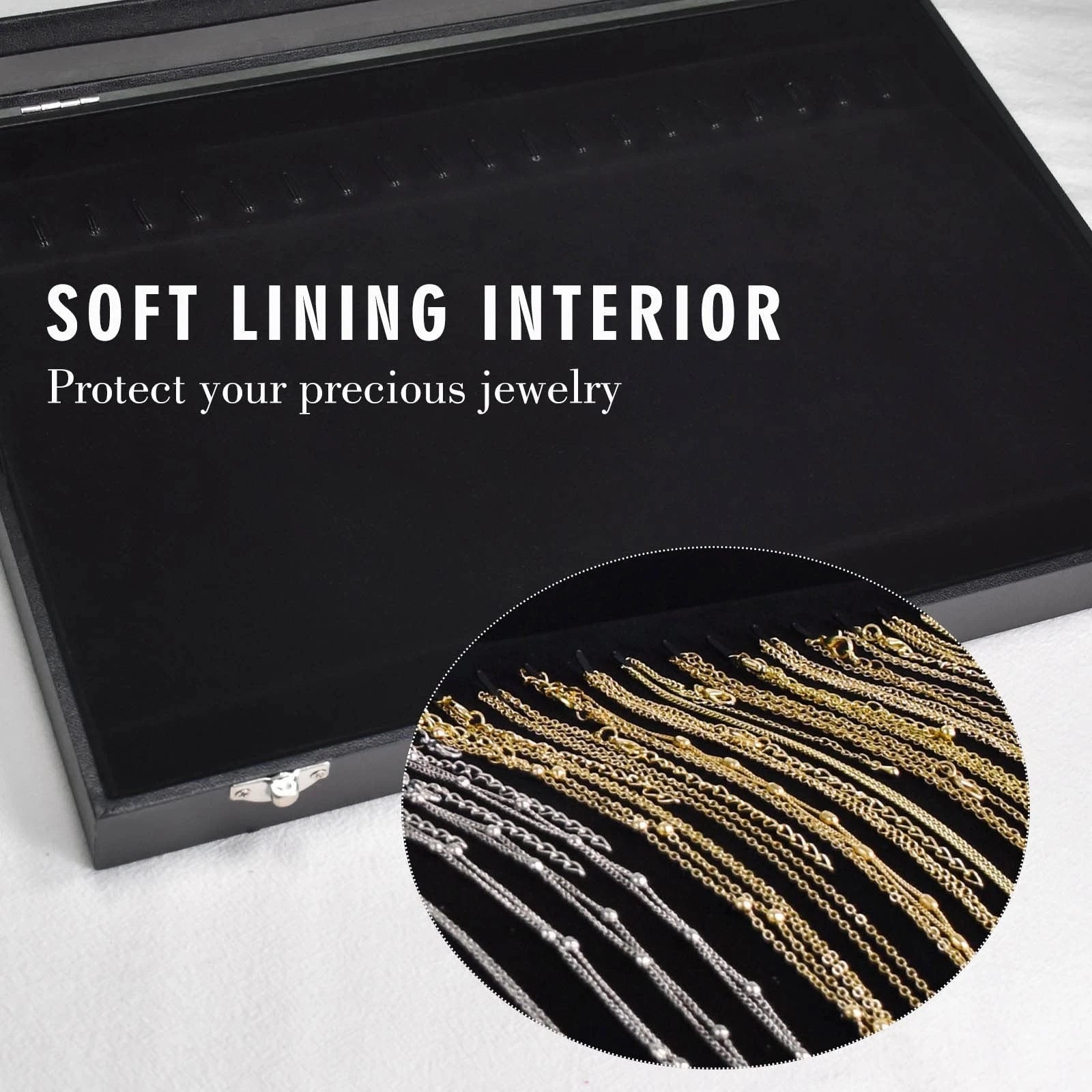 Premium Necklace Organizer Box - 20 Hooks Jewelry Tray with Transparent Lid | eBay