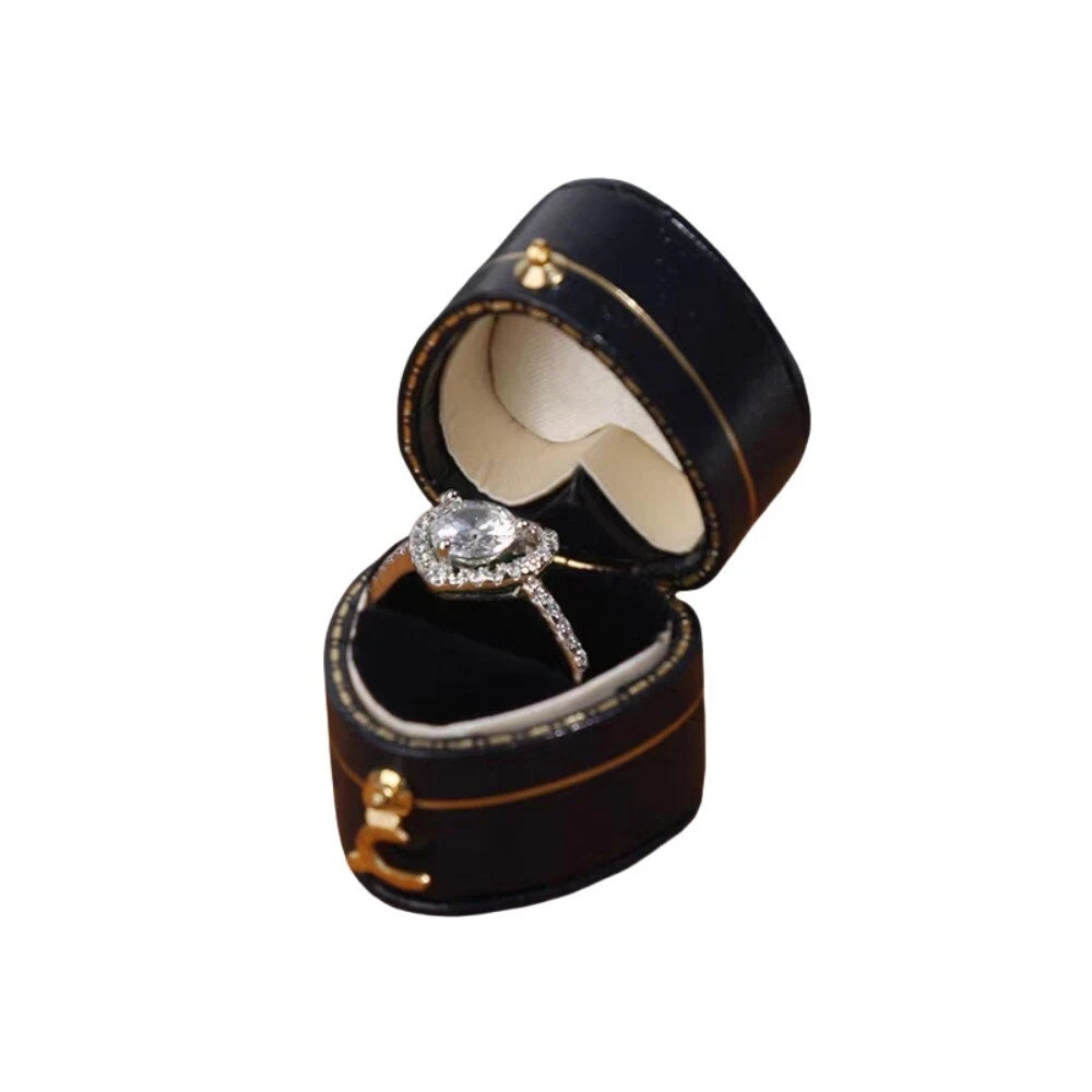 Engagement Ring Box Flannel Buckle Jewelry Case Vintage Leather Small Ring Box | eBay
