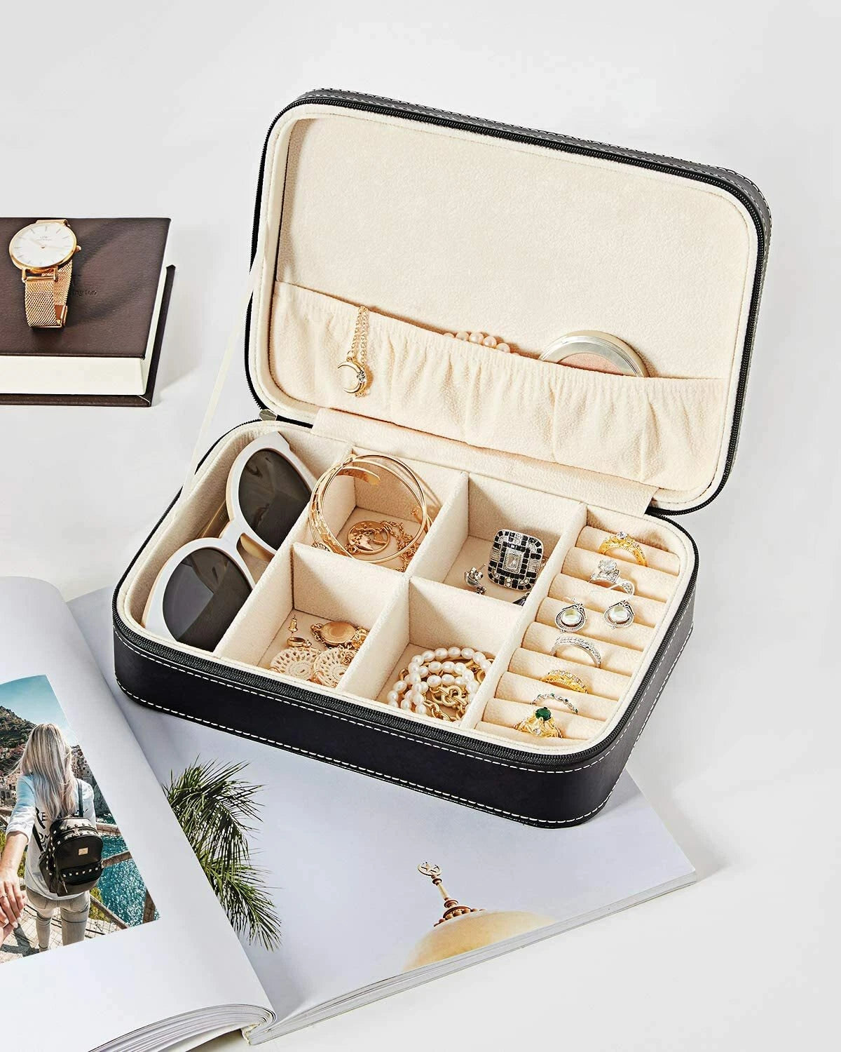 Jewelry Box for Women, Leather Jewelry Storage Box Necklace Organizer & Earring | eBay