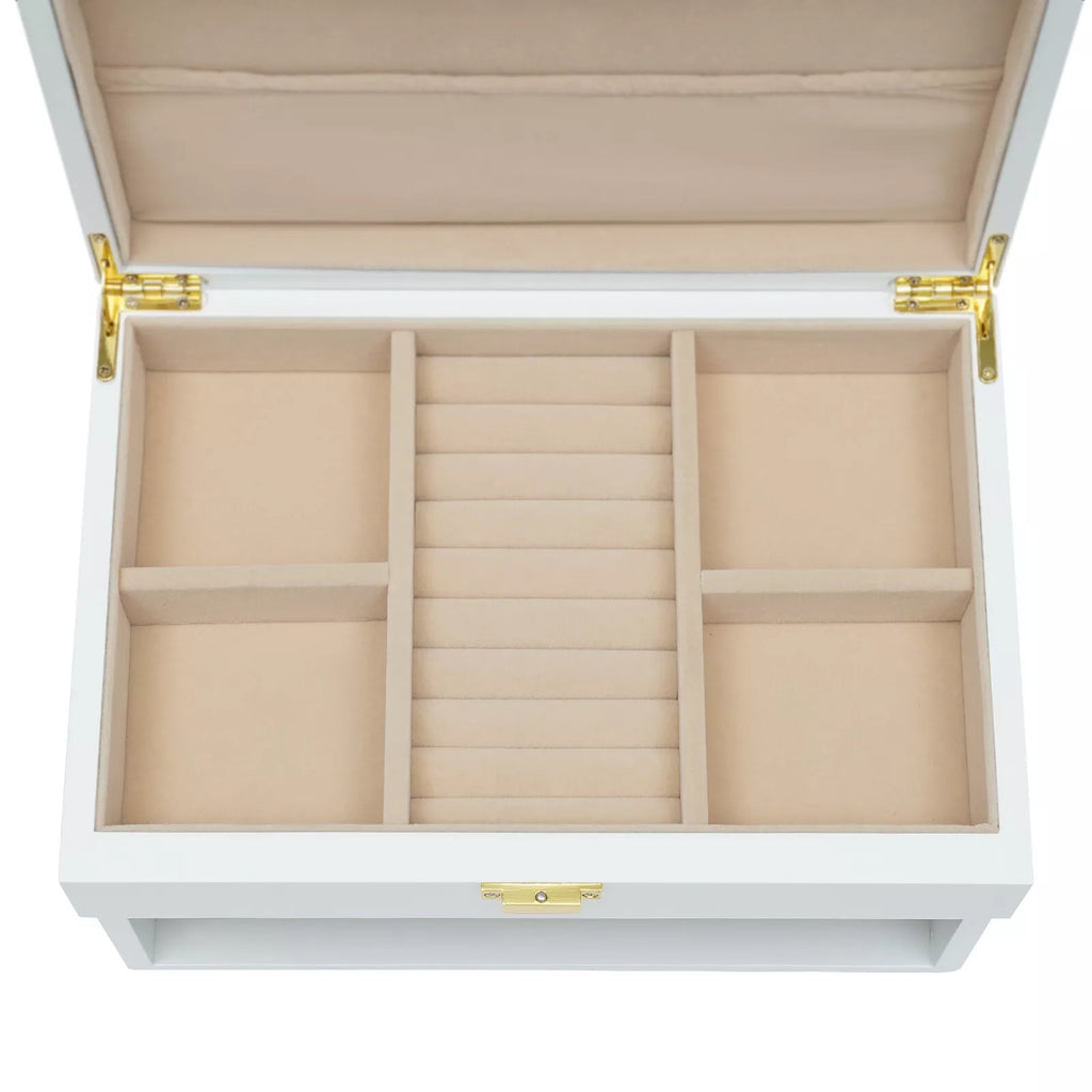 3-Layer Jewelry Organizer Box Earring Ring Necklace Bracelet Storage Case White | eBay
