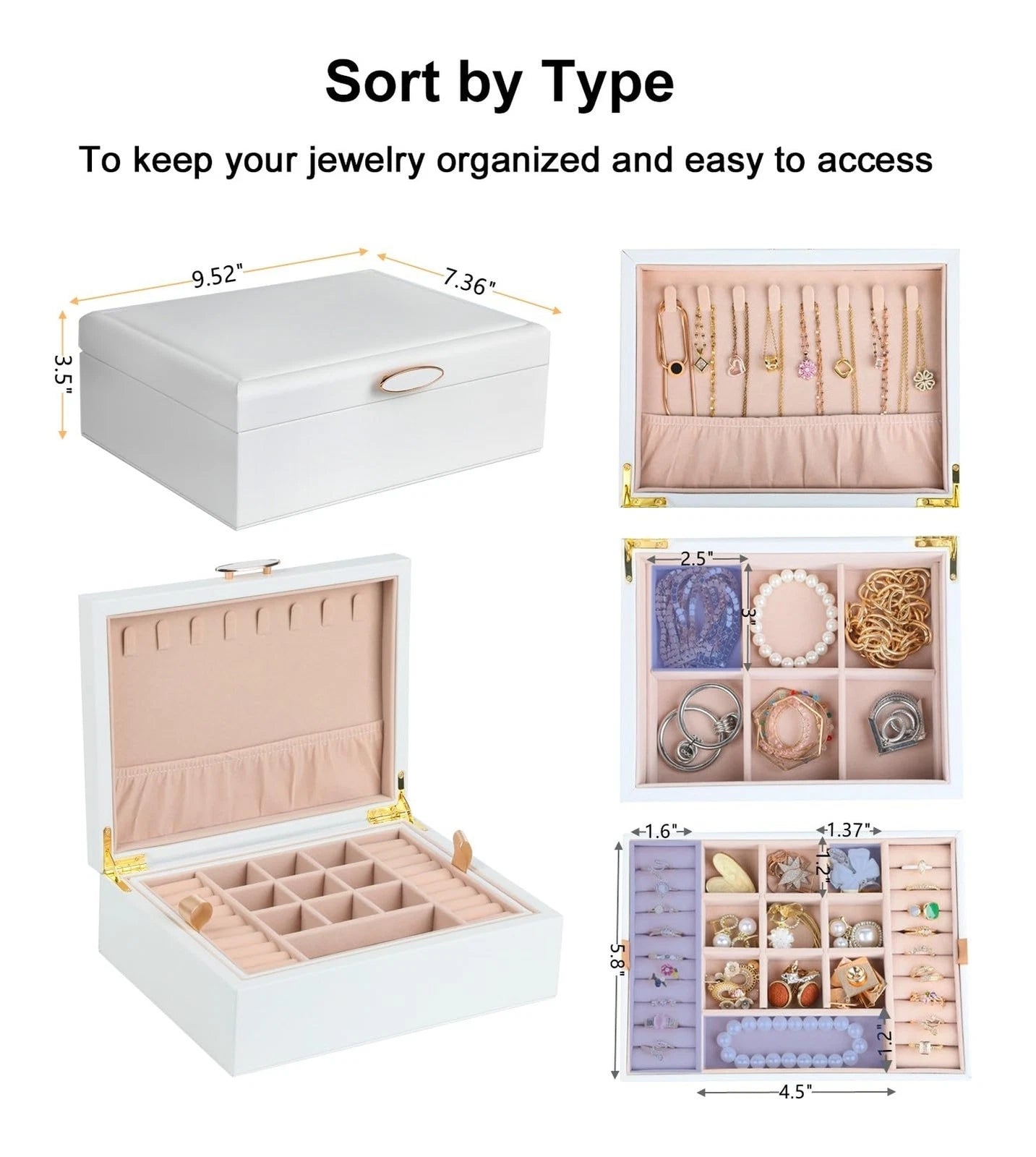 Portable Jewelry Box, 2 Layer Jewelry Organizer with Necklace Hanger for Wome... | eBay