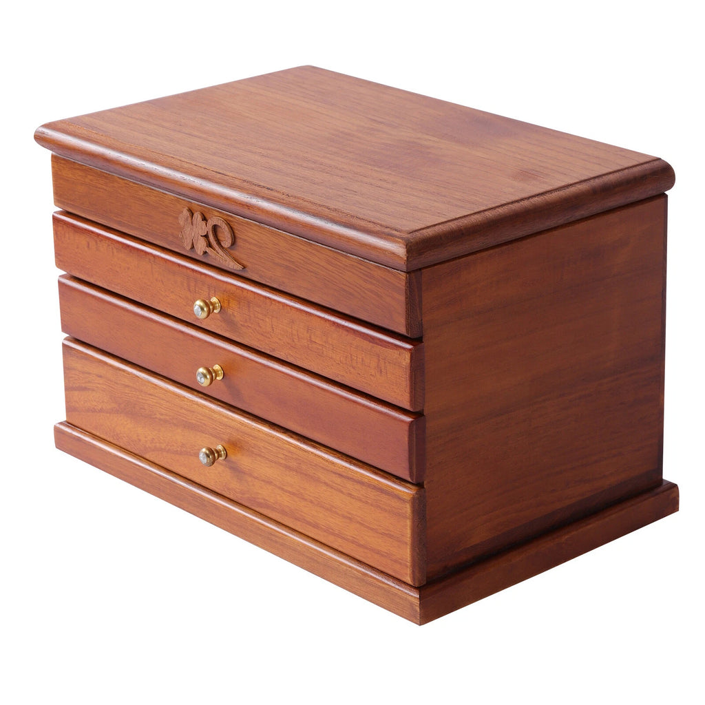 Wooden Jewelry Box Jewelry Storage Ring Earrings Organizer Case with Drawer NEW | eBay
