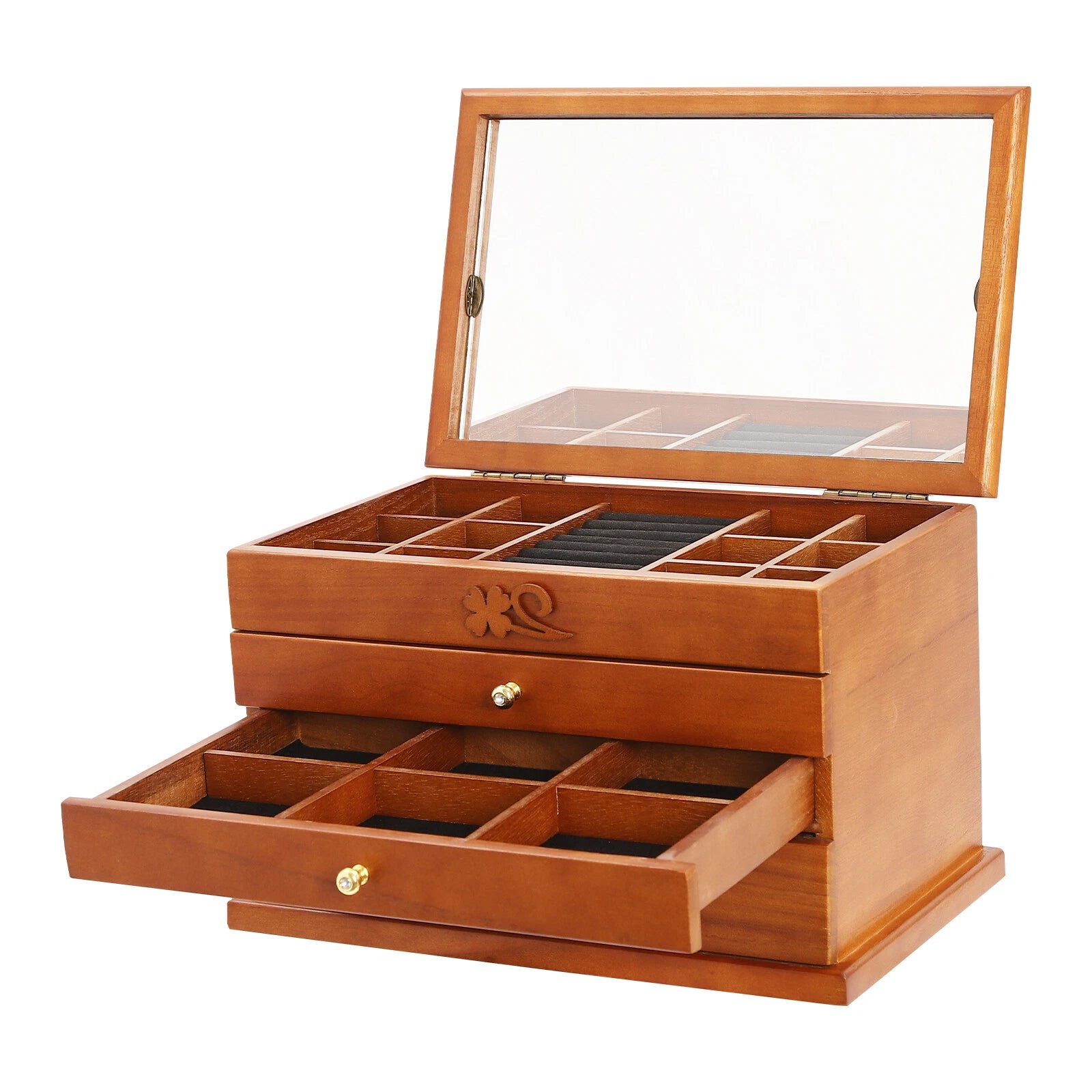 Vintage 4 Layers Jewelry Box Wooden Pack Storage Organizer Case Whith 4 Drawers | eBay