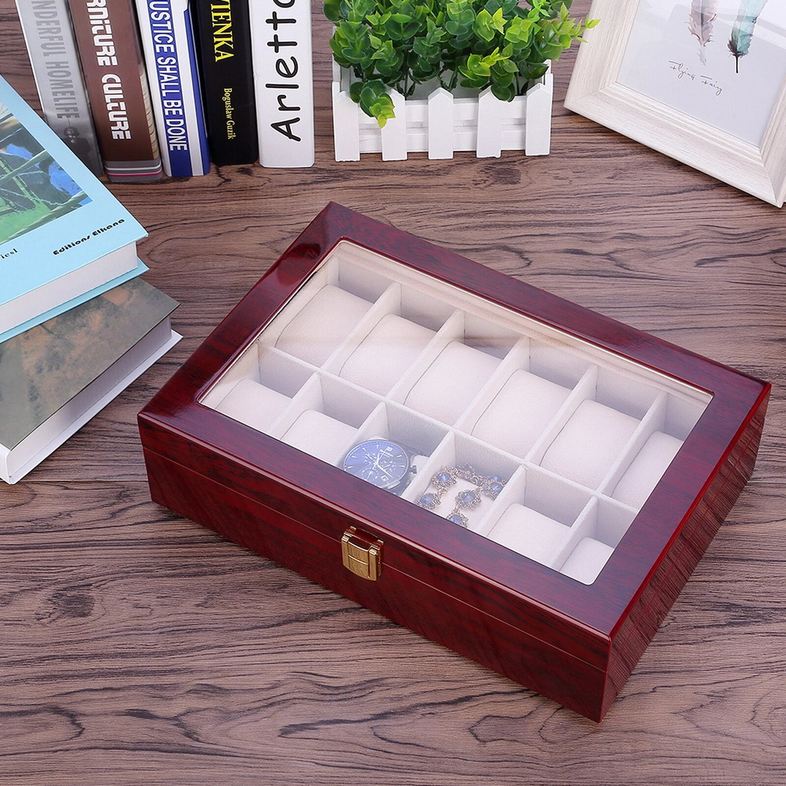12 Slots Man Wooden Watch Display Box Jewelry Storage Organizer Case Holder Gift | eBay