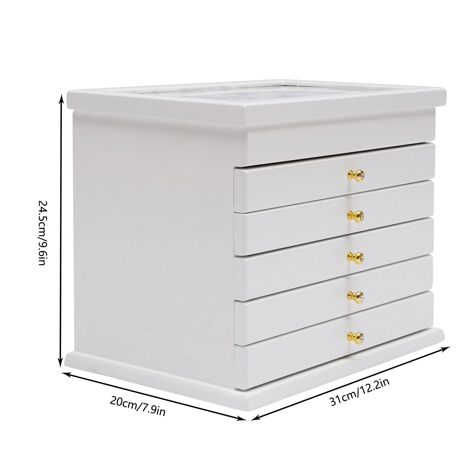 6-Layer Jewelry Boxes Ring Necklace Storage Large-Capacity Wooden Box Case White | eBay