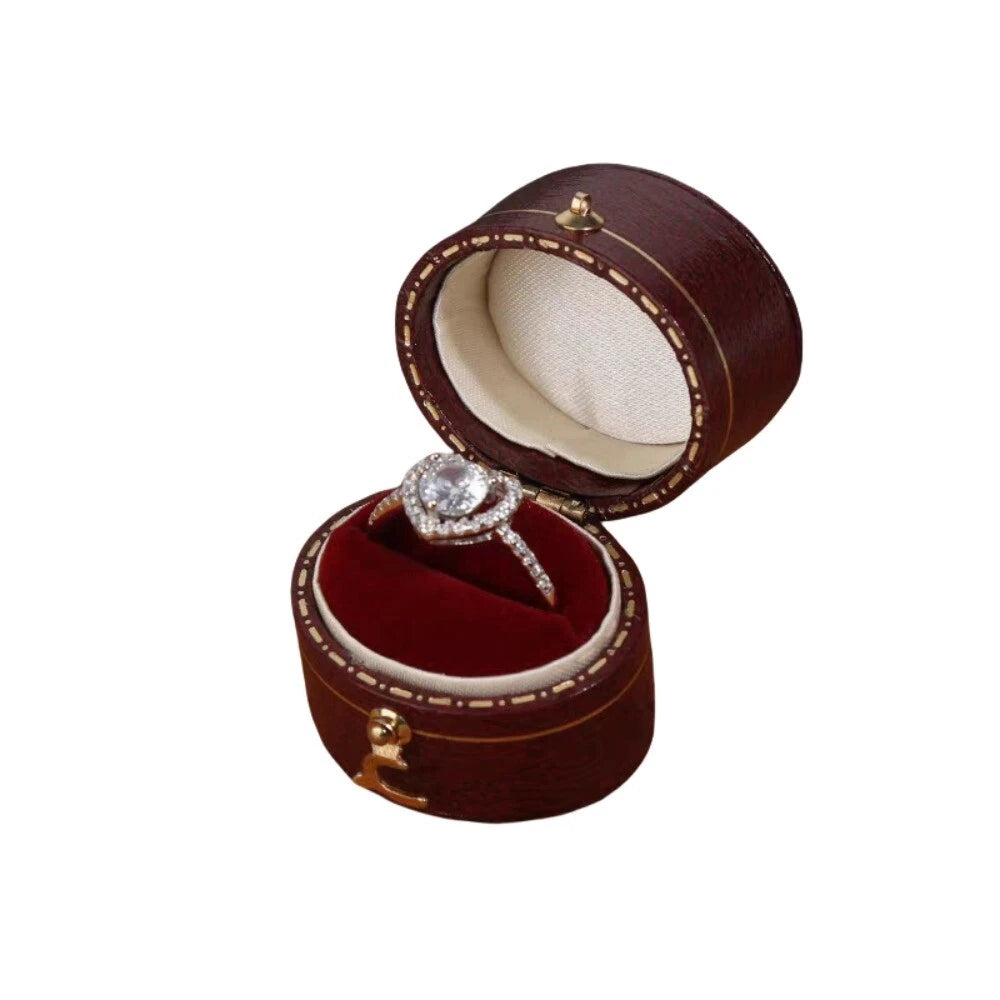 Engagement Ring Box Flannel Buckle Jewelry Case Vintage Leather Small Ring Box | eBay