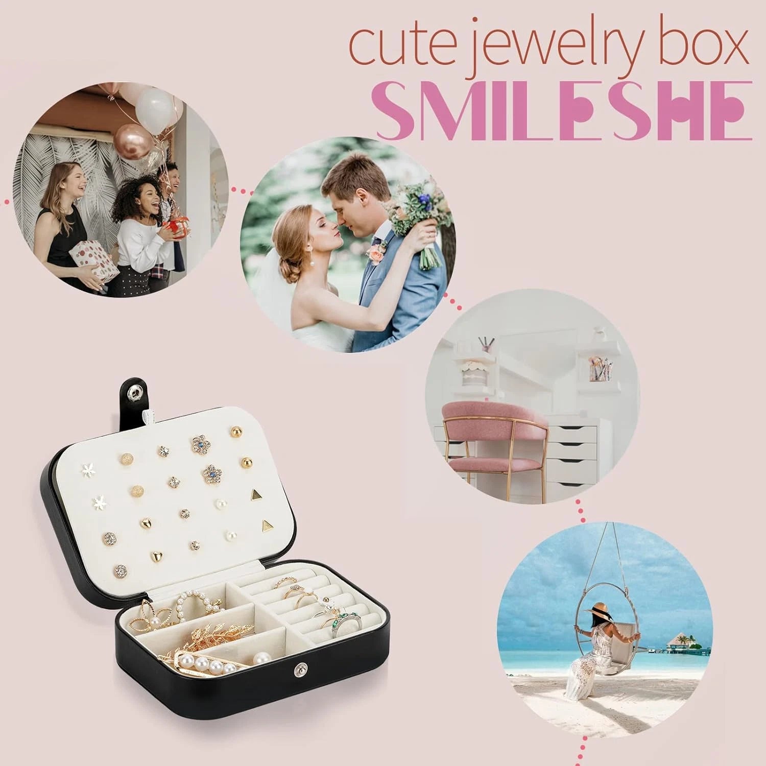 Jewelry Box, PU Leather Small Portable Case, 2 Layers Organizer Display Storage | eBay
