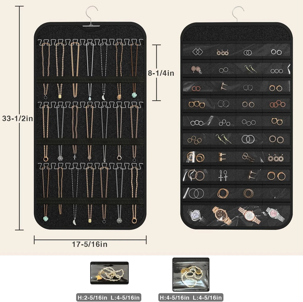 Hanging Jewelry Organizer Storage, 40 Pockets 36 Hooks Necklace Earring Necklace | eBay