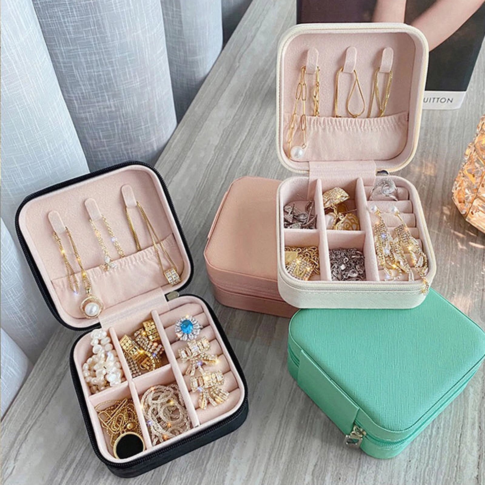 Jewelry Box Jewelries Storage Case PU Leather Organizer For Necklace Ear | eBay
