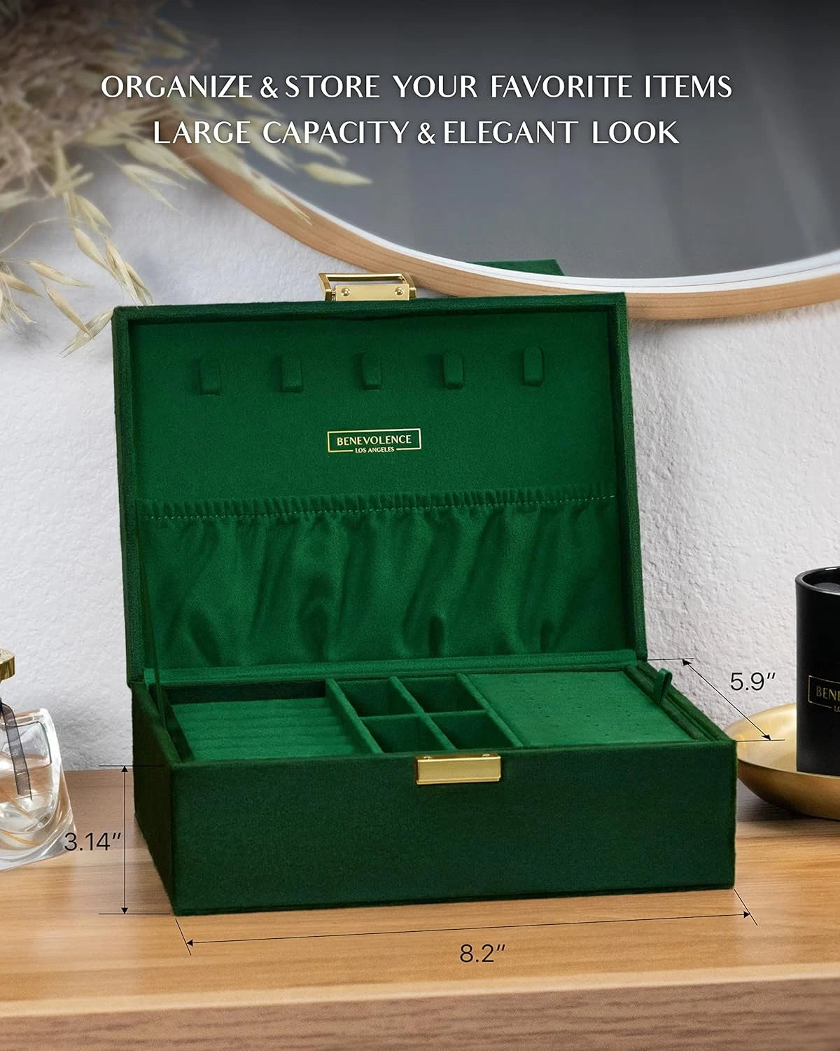2 Layer Jewelry Box for Women, Large Velvet Jewelry Organizer with Decorative Lo | eBay